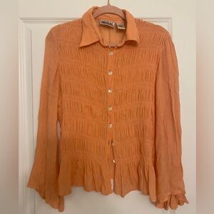 Vintage Bill Blass Shear Peach Button-Down Shirt